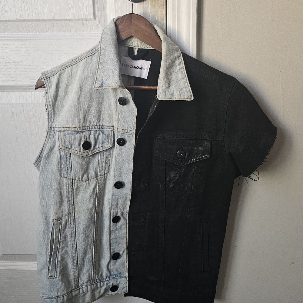 Fashion Nova Two-Tone Denim Vest